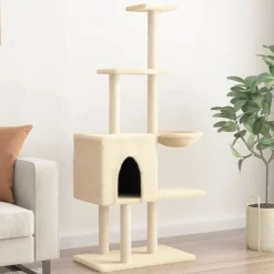 MAISON EXCLUSIVE - Arbre à chat avec griffoirs en sisal crème 145 cm