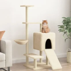 MAISON EXCLUSIVE - Arbre à chat avec griffoirs en sisal crème 130,5 cm