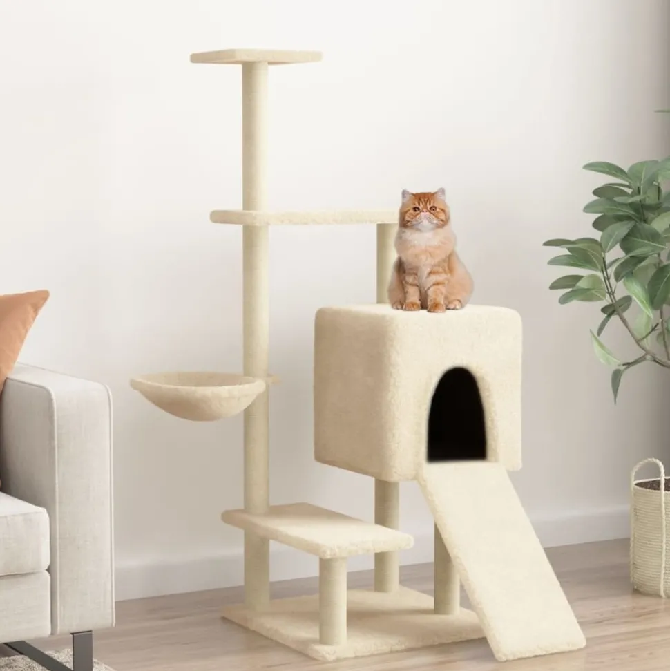 MAISON EXCLUSIVE - Arbre à chat avec griffoirs en sisal crème 130,5 cm