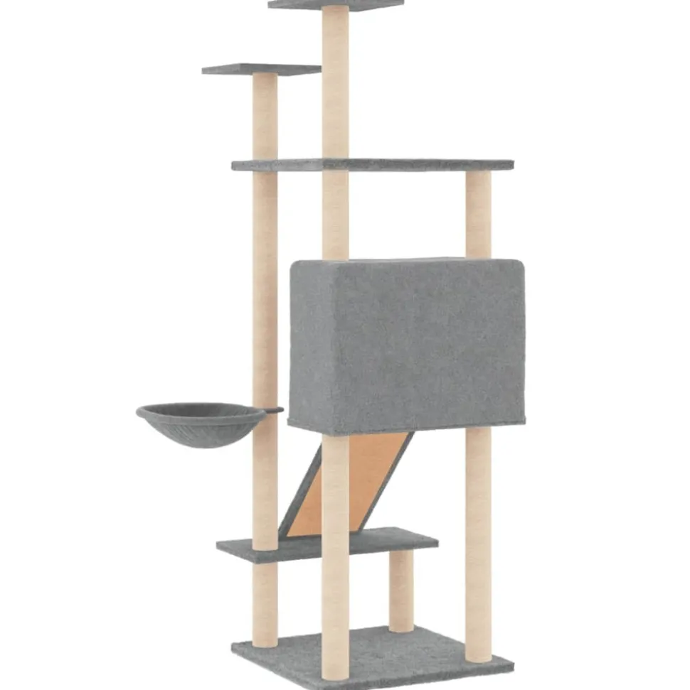 MAISON EXCLUSIVE - Arbre à chat avec griffoirs en sisal gris clair 153 cm