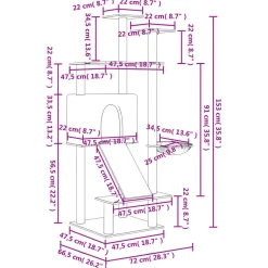 MAISON EXCLUSIVE - Arbre à chat avec griffoirs en sisal gris clair 153 cm
