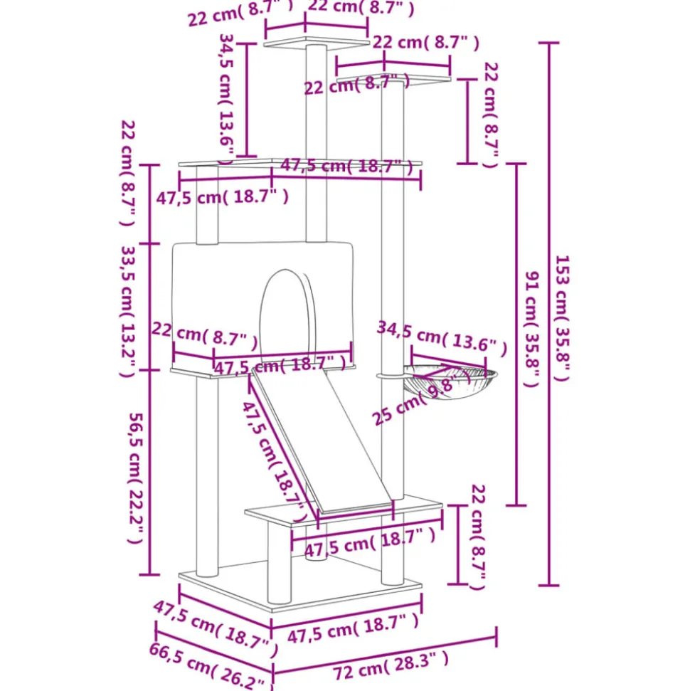 MAISON EXCLUSIVE - Arbre à chat avec griffoirs en sisal gris clair 153 cm