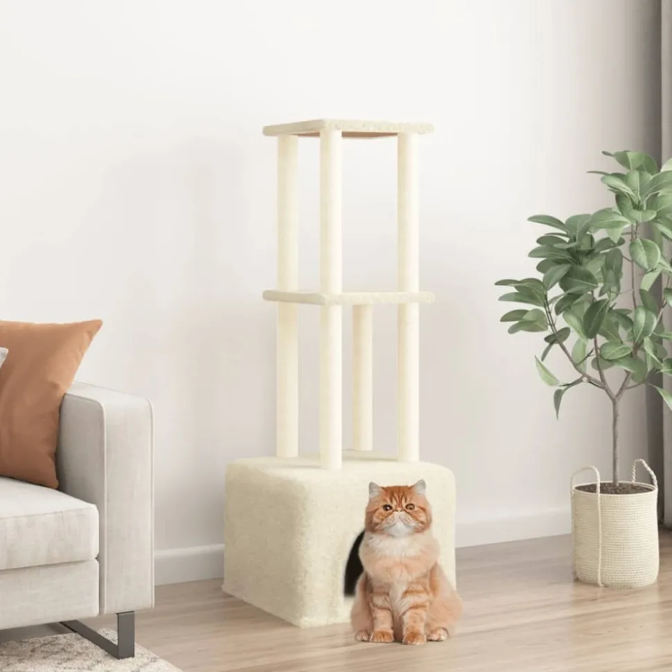 MAISON EXCLUSIVE - Arbre à chat avec griffoirs en sisal crème 133,5 cm