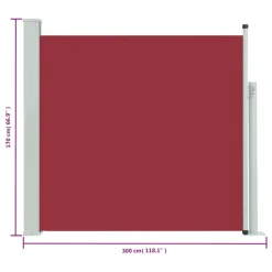 MAISON EXCLUSIVE - Auvent latéral rétractable de patio 170x300 cm rouge