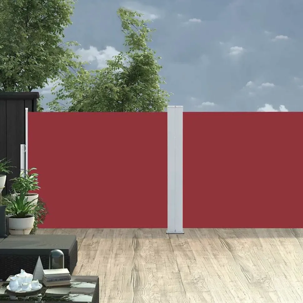 MAISON EXCLUSIVE - Auvent latéral rétractable de patio 140x1200 cm rouge
