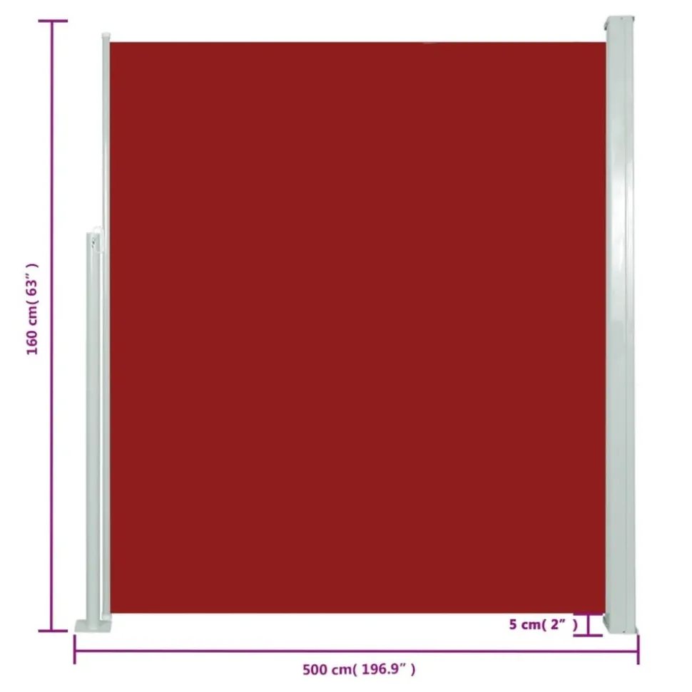 MAISON EXCLUSIVE - Auvent latéral rétractable de patio 160x500 cm rouge