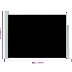 MAISON EXCLUSIVE - Auvent latéral rétractable de patio 100x500 cm noir