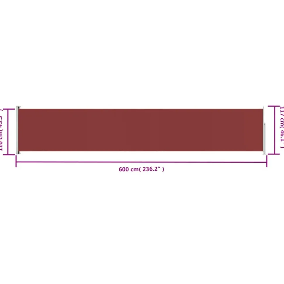 MAISON EXCLUSIVE - Auvent latéral rétractable de patio 117x600 cm rouge