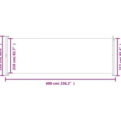 MAISON EXCLUSIVE - Auvent latéral rétractable de patio 220x600 cm rouge