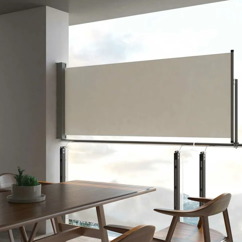 MAISON EXCLUSIVE - Auvent latéral rétractable de patio 100 x 300 cm blanc cassé