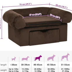 MAISON EXCLUSIVE - Canapé pour chien avec tiroir marron 75x50x38 cm peluche