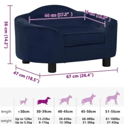 MAISON EXCLUSIVE - Canapé pour chien bleu 67x47x36 cm peluche