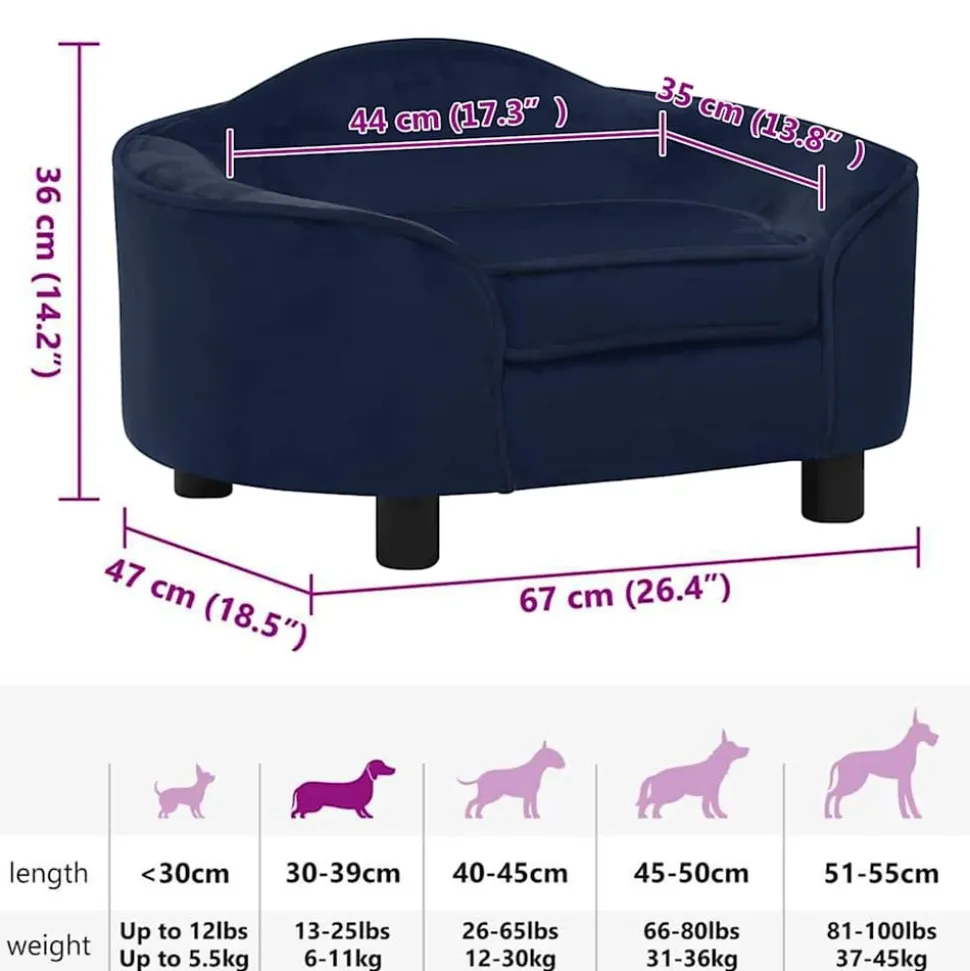 MAISON EXCLUSIVE - Canapé pour chien bleu 67x47x36 cm peluche