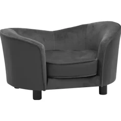 MAISON EXCLUSIVE - Canapé pour chien gris foncé 69x49x40 cm peluche et similicuir