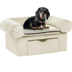 MAISON EXCLUSIVE - Canapé pour chien avec tiroir crème 75x50x38 cm peluche