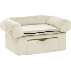 MAISON EXCLUSIVE - Canapé pour chien avec tiroir crème 75x50x38 cm peluche