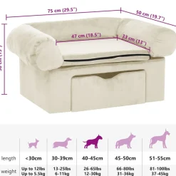 MAISON EXCLUSIVE - Canapé pour chien avec tiroir crème 75x50x38 cm peluche