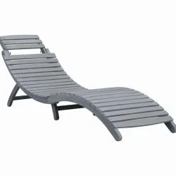 MAISON EXCLUSIVE - Chaise longue avec coussin gris bois d'acacia solide