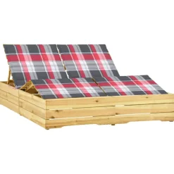 MAISON EXCLUSIVE - Chaise longue double avec coussins bois de pin imprégné