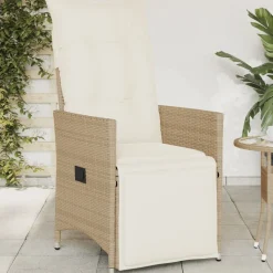 MAISON EXCLUSIVE - Chaise inclinable de jardin avec coussins beige résine tressée