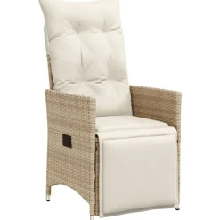 MAISON EXCLUSIVE - Chaise inclinable de jardin avec coussins beige résine tressée