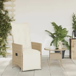 MAISON EXCLUSIVE - Chaise inclinable de jardin avec coussins beige résine tressée