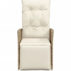 MAISON EXCLUSIVE - Chaise inclinable de jardin avec coussins beige résine tressée