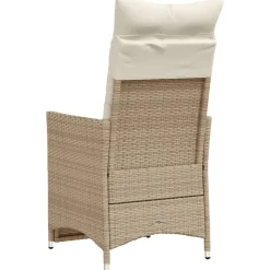 MAISON EXCLUSIVE - Chaise inclinable de jardin avec coussins beige résine tressée