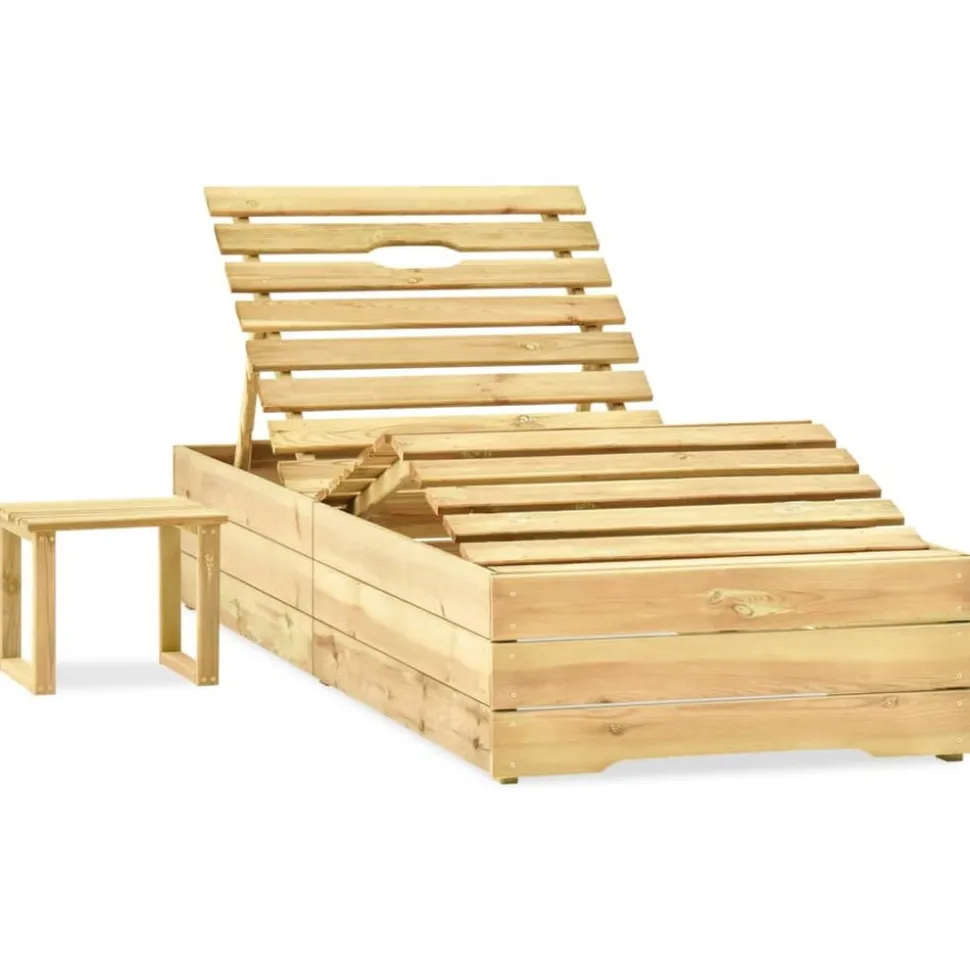 MAISON EXCLUSIVE - Chaise longue de jardin avec table et coussin pin imprégné
