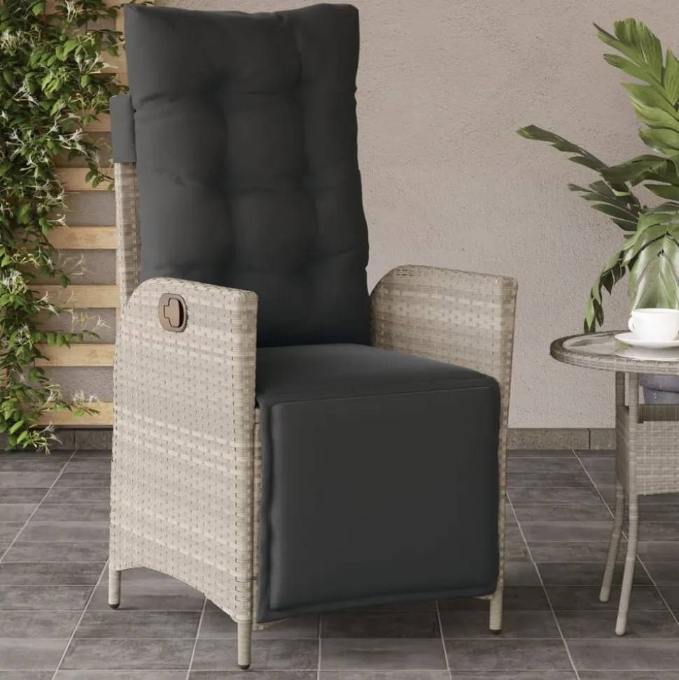 MAISON EXCLUSIVE - Chaise inclinable de jardin avec repose-pied gris clair rotin