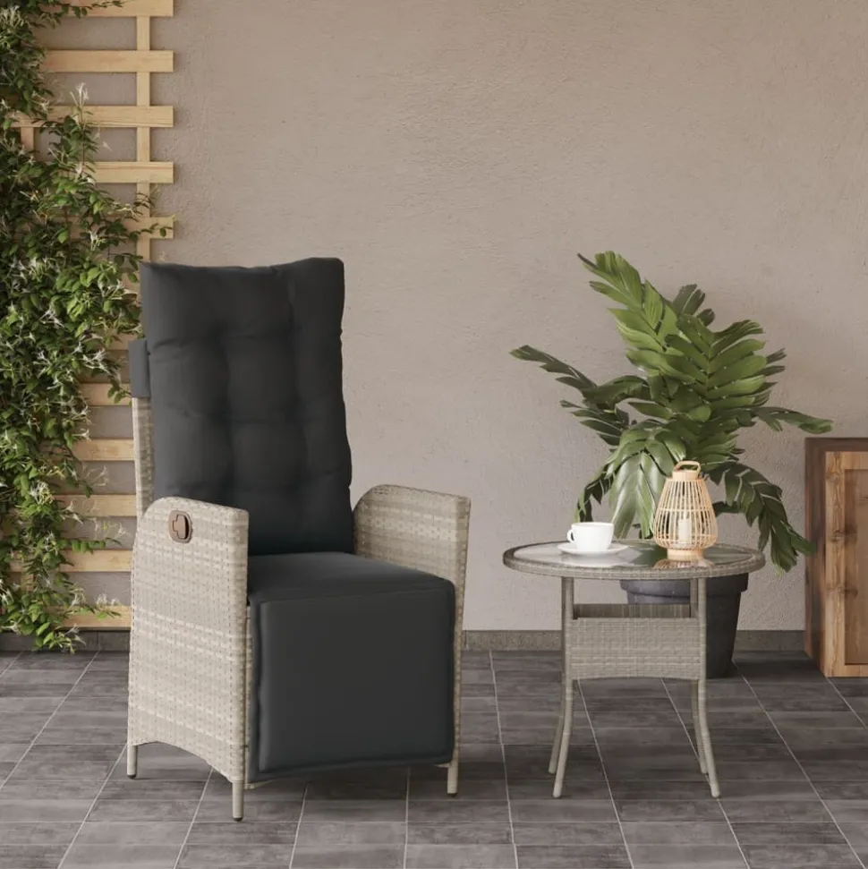MAISON EXCLUSIVE - Chaise inclinable de jardin avec repose-pied gris clair rotin
