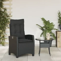 MAISON EXCLUSIVE - Chaise inclinable de jardin avec coussins noir résine tressée