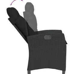 MAISON EXCLUSIVE - Chaise inclinable de jardin avec coussins noir résine tressée