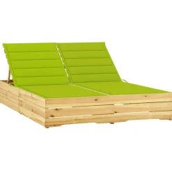 MAISON EXCLUSIVE - Chaise longue double et coussins vert vif bois de pin imprégné
