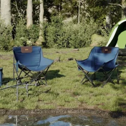 MAISON EXCLUSIVE - Chaise de camping avec poche pliable lot de 2 bleu