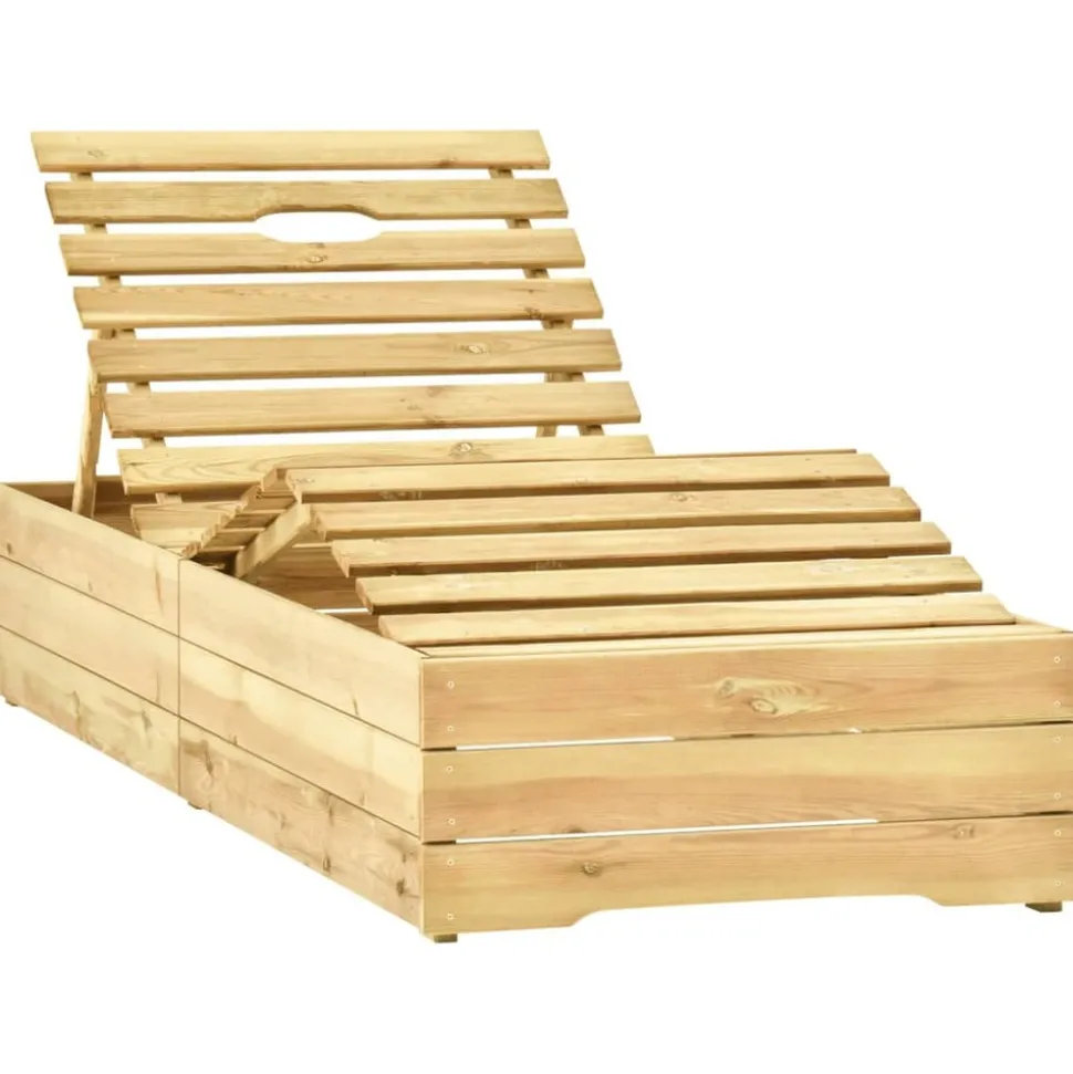 MAISON EXCLUSIVE - Chaise longue de jardin avec table et coussin pin imprégné