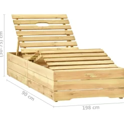 MAISON EXCLUSIVE - Chaise longue de jardin avec table et coussin pin imprégné