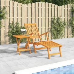 MAISON EXCLUSIVE - Chaise longue d'extérieur repose-pieds et table acacia solide