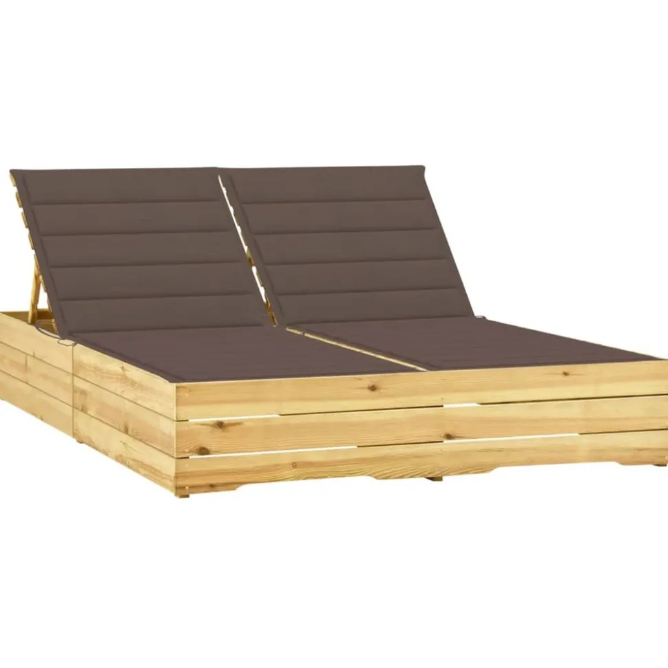 MAISON EXCLUSIVE - Chaise longue double et coussins taupe bois de pin imprégné