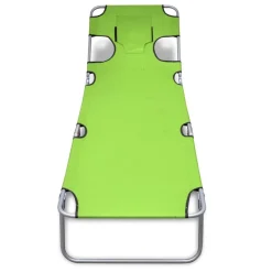 MAISON EXCLUSIVE - Chaise longue avec coussin de tête acier enduit de poudre vert