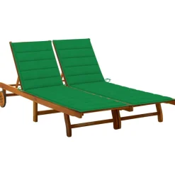 MAISON EXCLUSIVE - Chaise longue de jardin 2 places avec coussins acacia solide