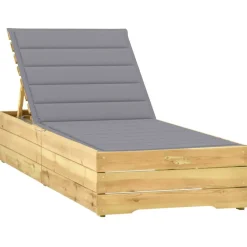 MAISON EXCLUSIVE - Chaise longue avec coussin gris bois de pin imprégné