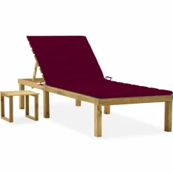 MAISON EXCLUSIVE - Chaise longue de jardin avec table et coussin pin imprégné