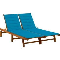 MAISON EXCLUSIVE - Chaise longue de jardin 2 places avec coussins acacia solide