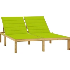 MAISON EXCLUSIVE - Chaise longue double et coussins vert vif bois de pin imprégné