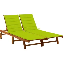 MAISON EXCLUSIVE - Chaise longue de jardin 2 places avec coussins acacia solide