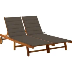 MAISON EXCLUSIVE - Chaise longue de jardin 2 places avec coussins acacia solide