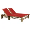 MAISON EXCLUSIVE - Chaise longue pour 2 personnes avec coussins bambou