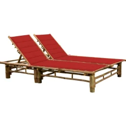 MAISON EXCLUSIVE - Chaise longue pour 2 personnes avec coussins bambou