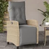 MAISON EXCLUSIVE - Chaise inclinable de jardin et repose-pied mélange beige rotin